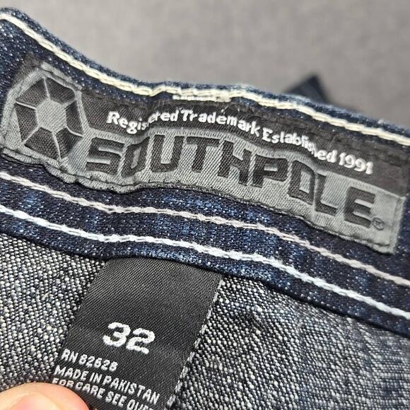 Men’s 32x34 Southpole Wide Leg Red Tab 3180 Jeans Vintage Y2K Blue Grunge Baggy - Picture 11 of 12